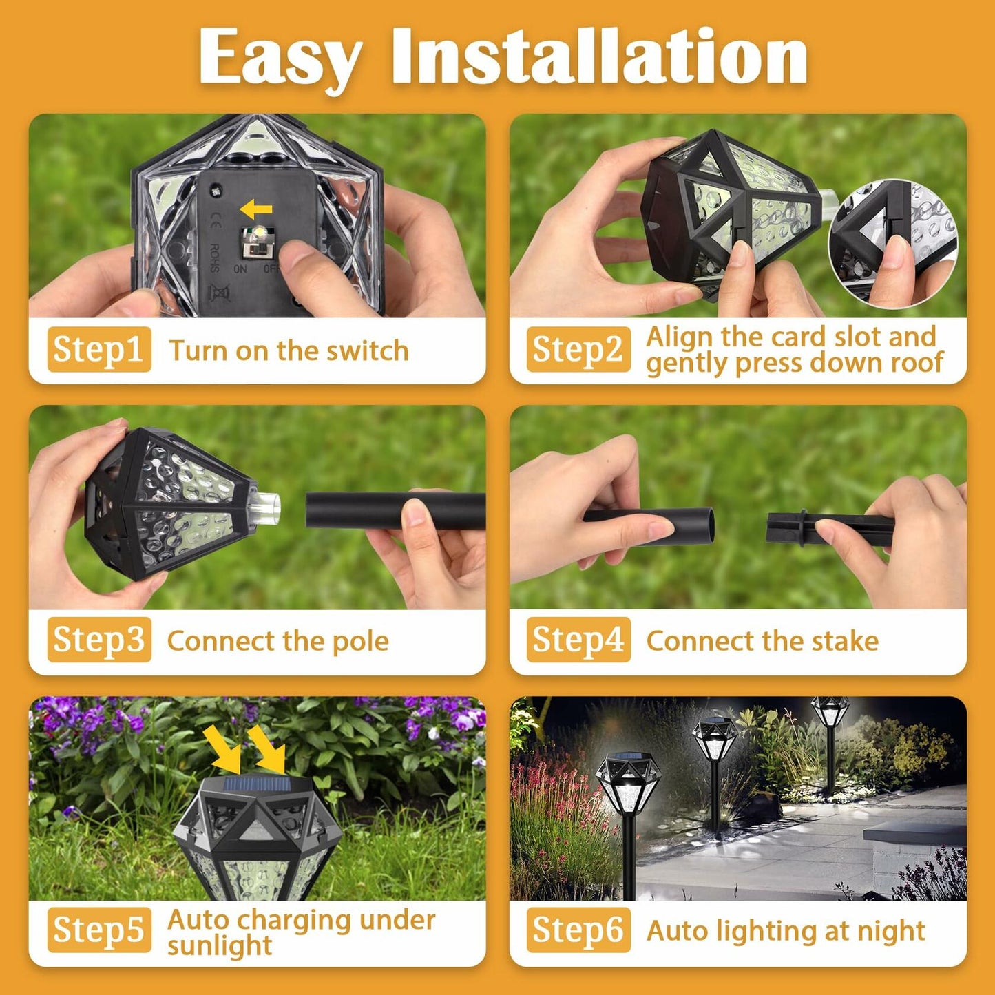 Ouddy Decor Solar Outdoor Waterproof LED Garden Lights Cool White 4 Pack