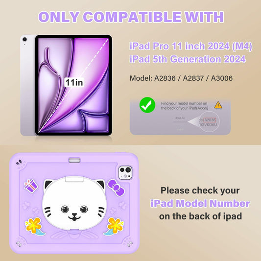 TOMORRY iPad Pro 11 Inch Case 2024 M4 5th Gen Purple with Screen Protector