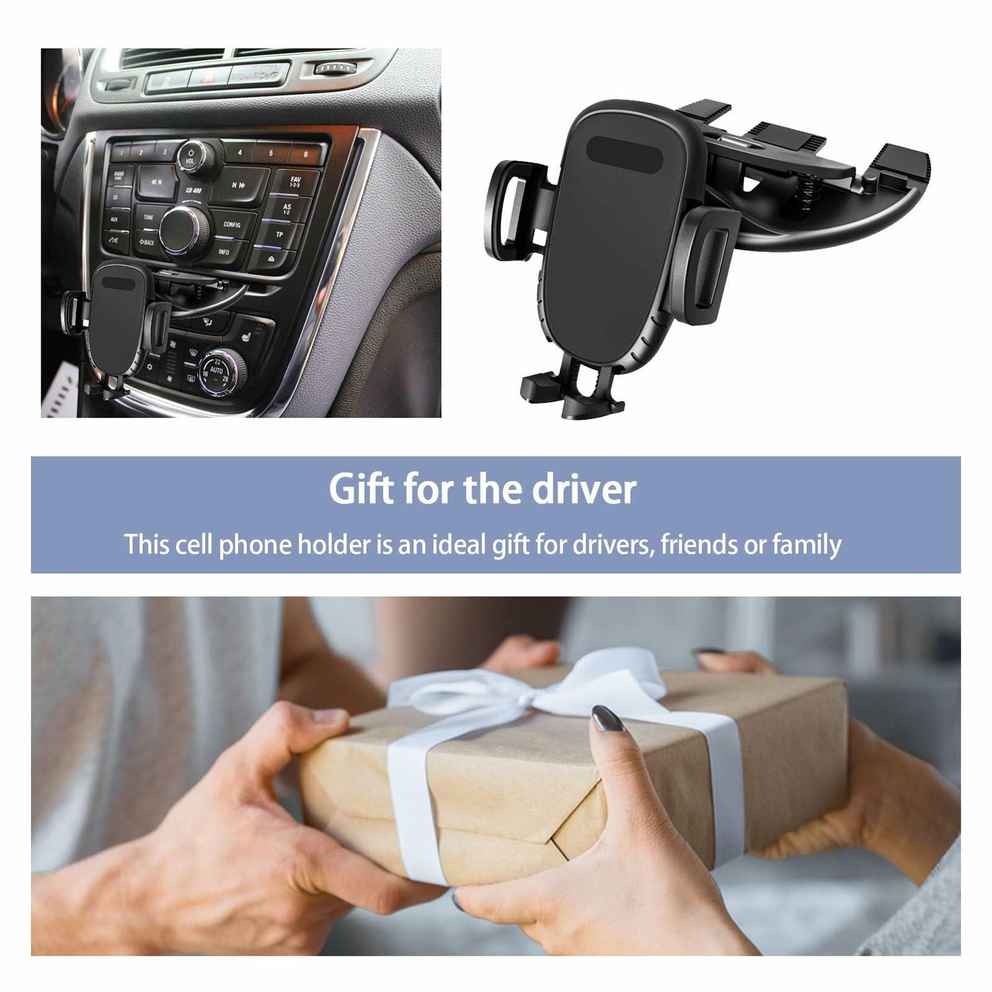 Augeny Car Phone Holder CD Slot 360° Rotatable Universal Black