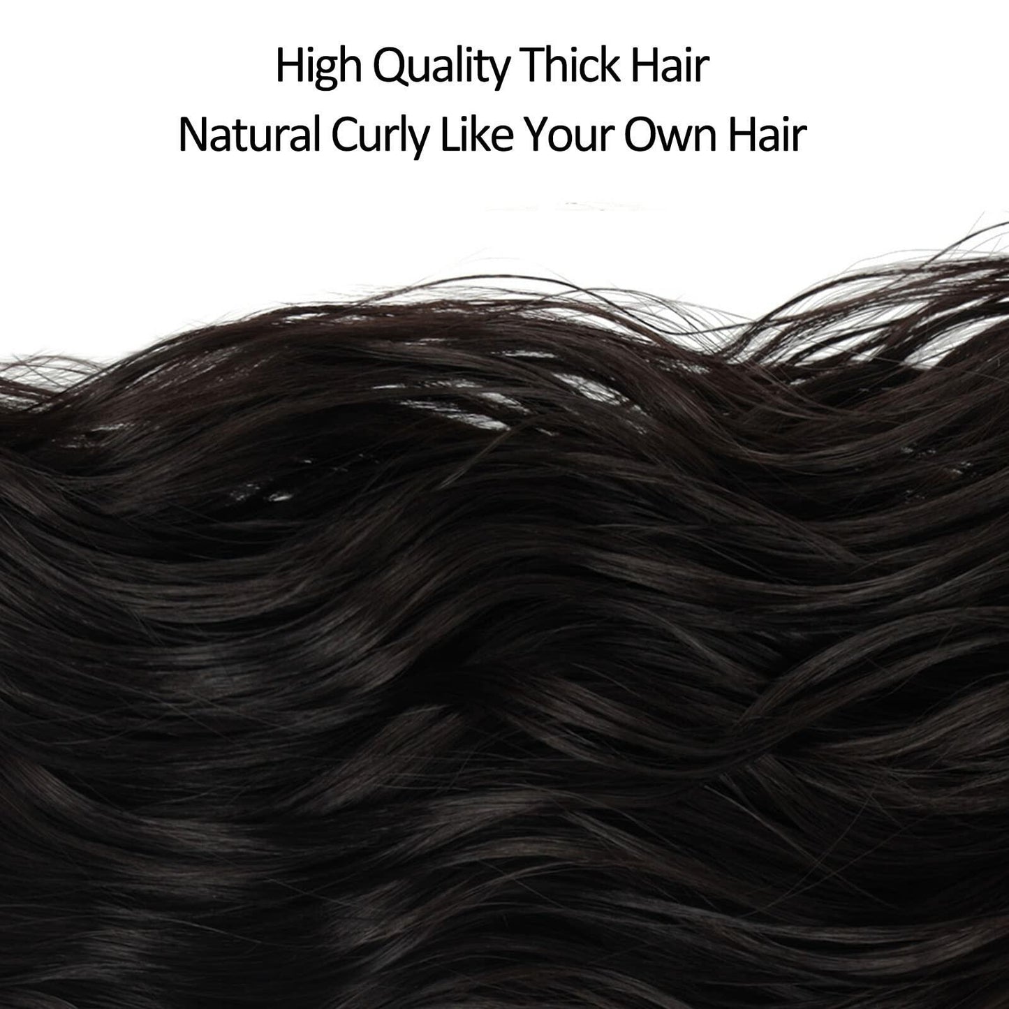 BHF 20in Wavy Clip In Synthetic Hair Extensions Full Head 6pcs Dark Brown