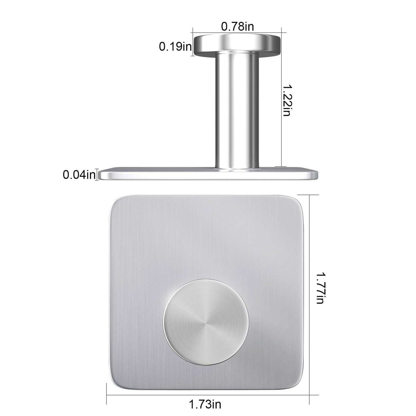 ACNISM Heavy Duty Waterproof Adhesive Hooks Stainless Steel 4 Pack Silver