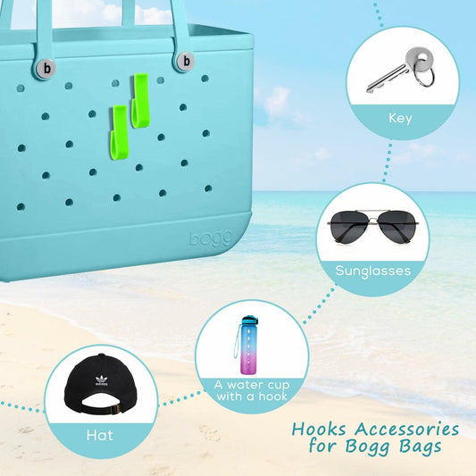 2Piece Hook Holder Accessories for Bogg Bags Neon Green Insert Charm Key Mask