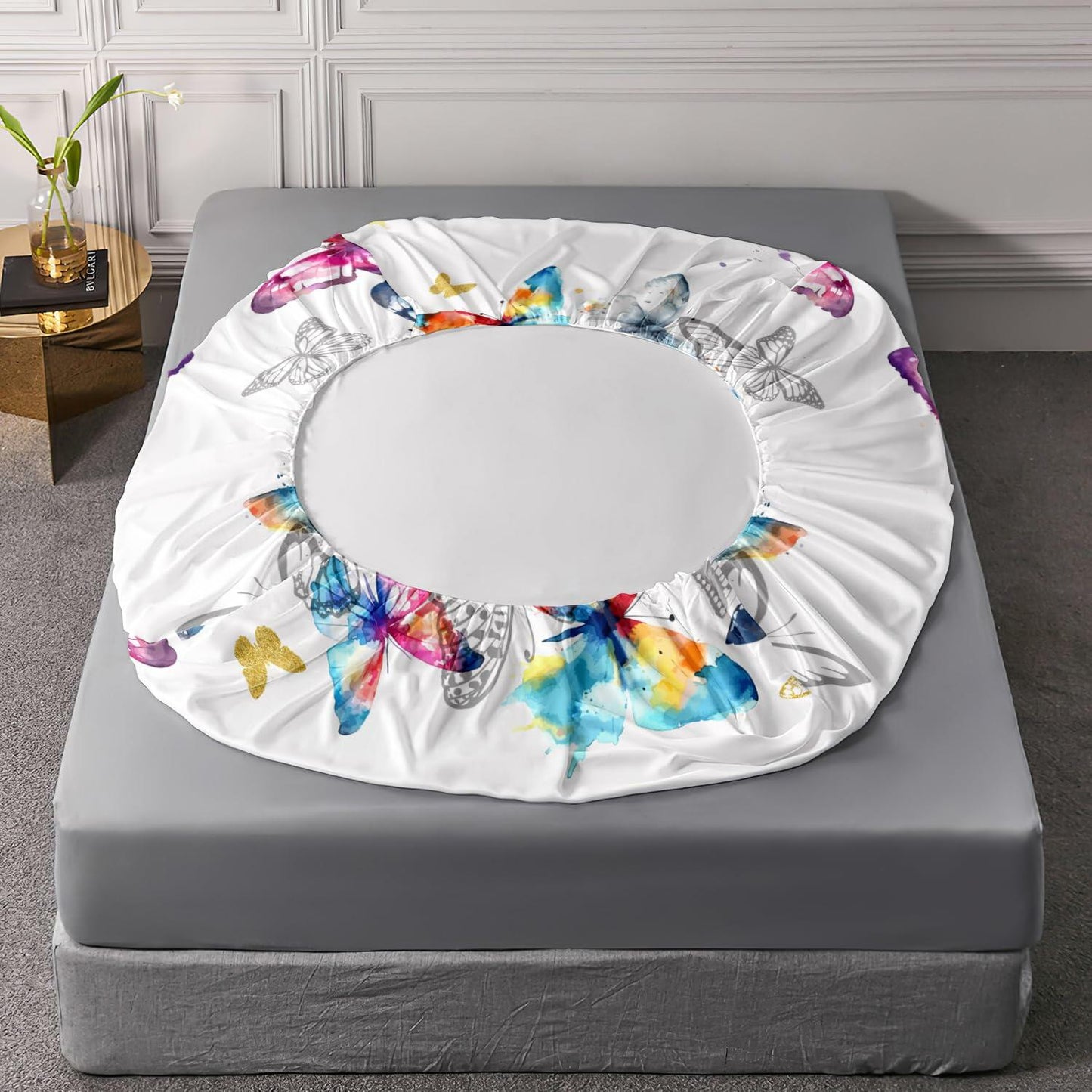 AILONEN Butterfly Fitted Sheet Set Full Size Colorful 3 PCS