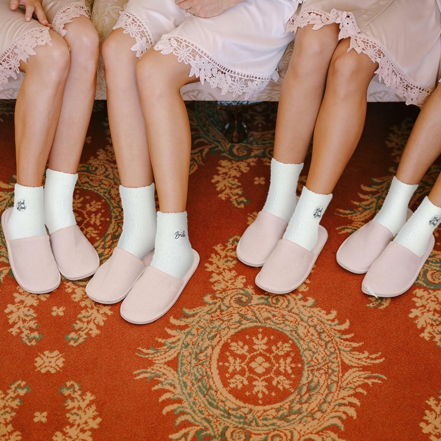 Skicuff 3 Pairs Bridesmaid Fuzzy Coral Fleece Socks Women Wedding Gifts