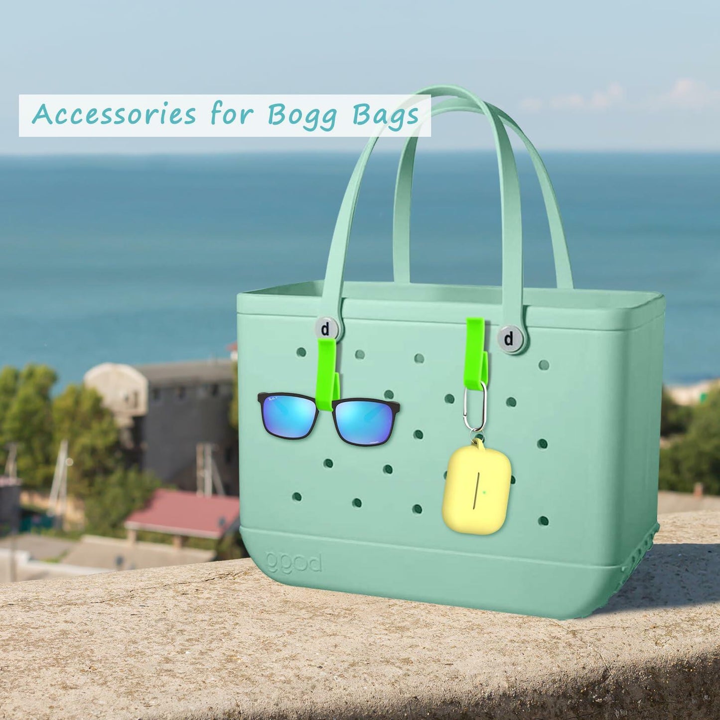 2Piece Hook Holder Accessories for Bogg Bags Neon Green Insert Charm Key Mask