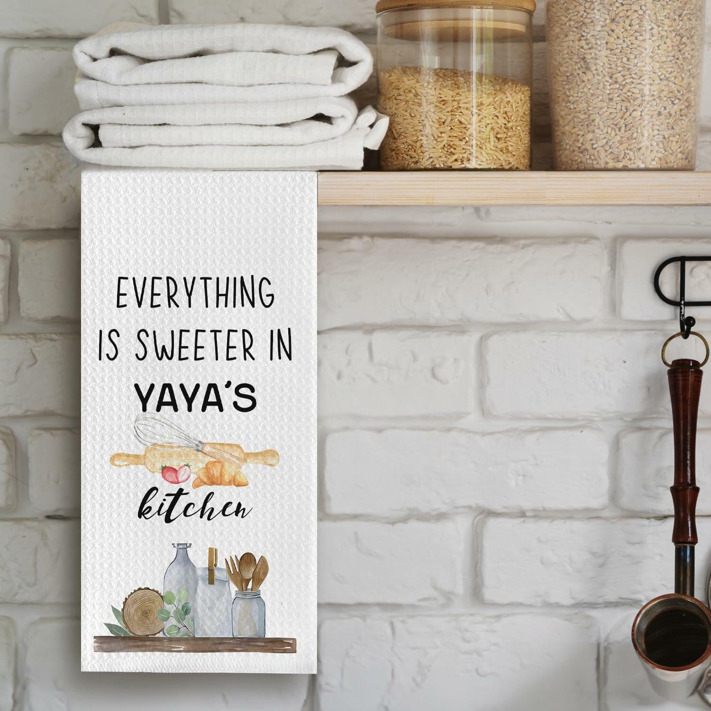 Cilrii Granny Kitchen Towels Waffle Texture Decorative 16x24 Inches