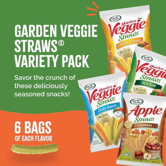 BestBy06/25 Garden Veggie Straws Variety Pack 1oz Sea Salt Ranch Cheddar 24ct