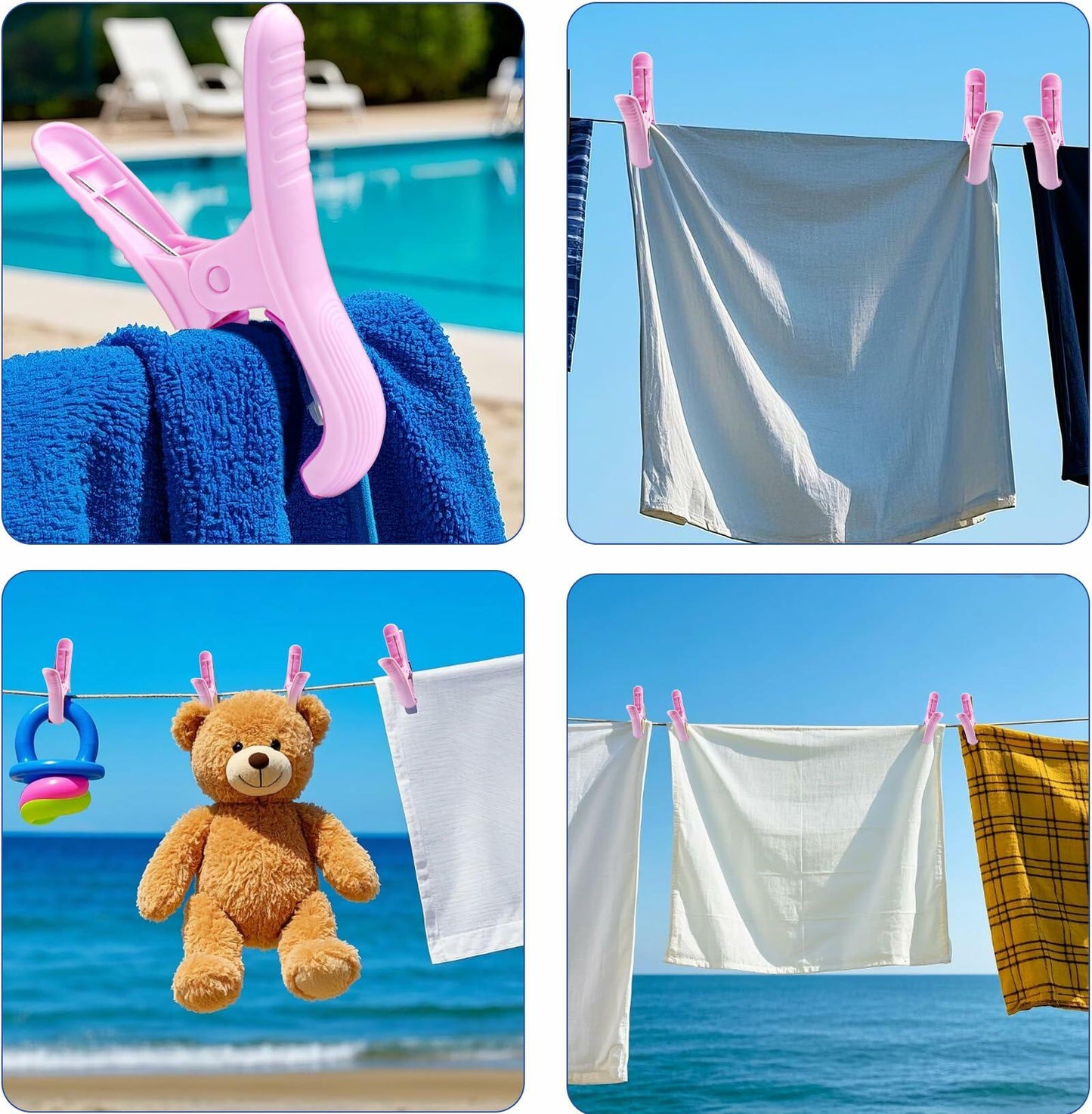 Extra Large Beach Towel Clips 8 Pack 5.2 Inch Jumbo Heavy Duty Holder