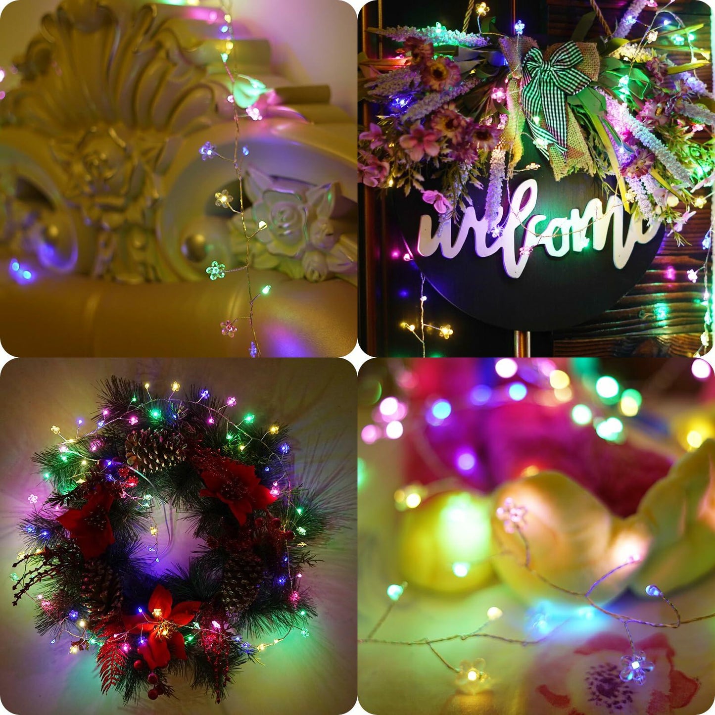 GOiECHvA 5.2Ft 80LED Battery Operated Fairy String Lights Multicolor Waterproof