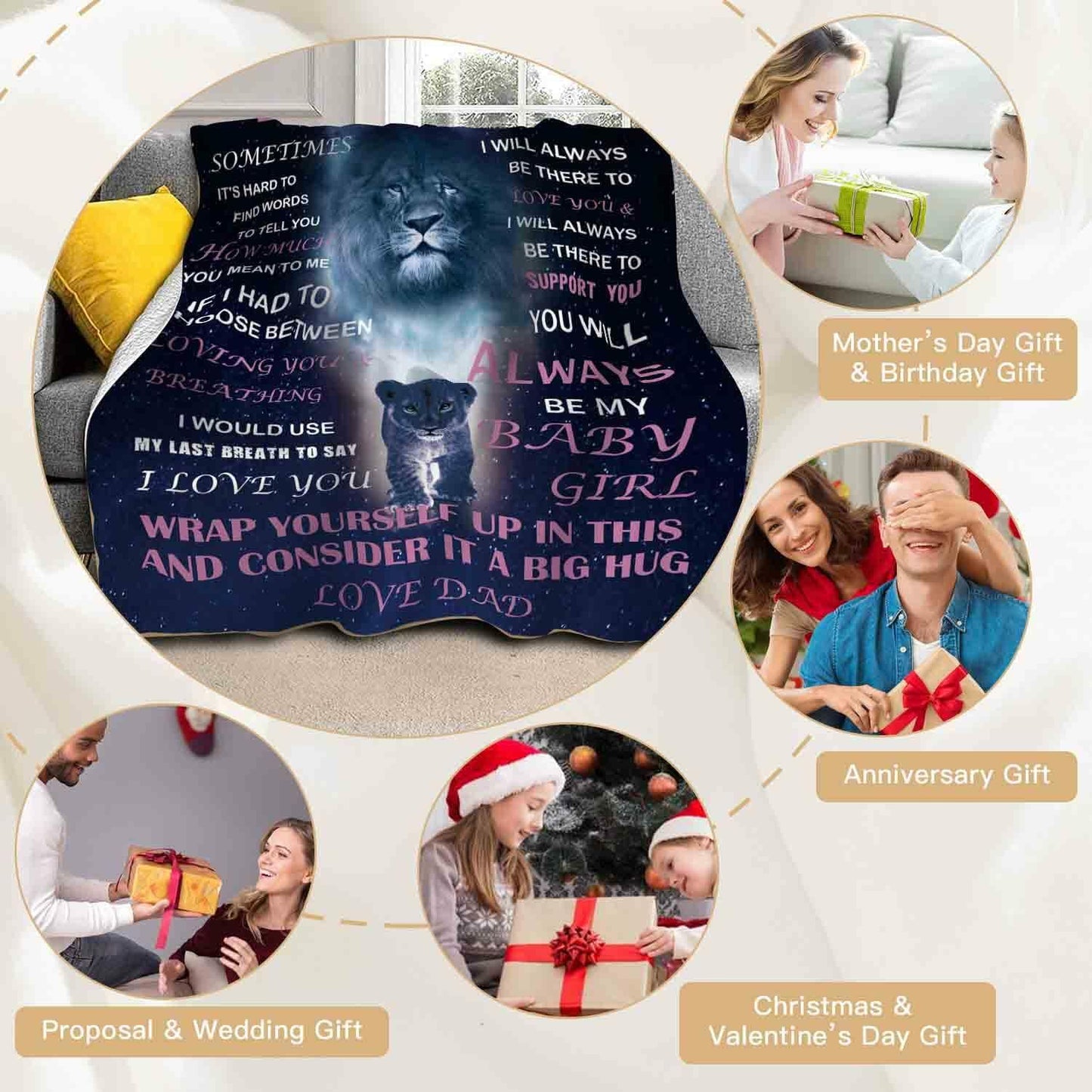 Yutrrpe Daughter Gift Blanket from Dad Lightweight Flannel for Bed & Sofa 60X50