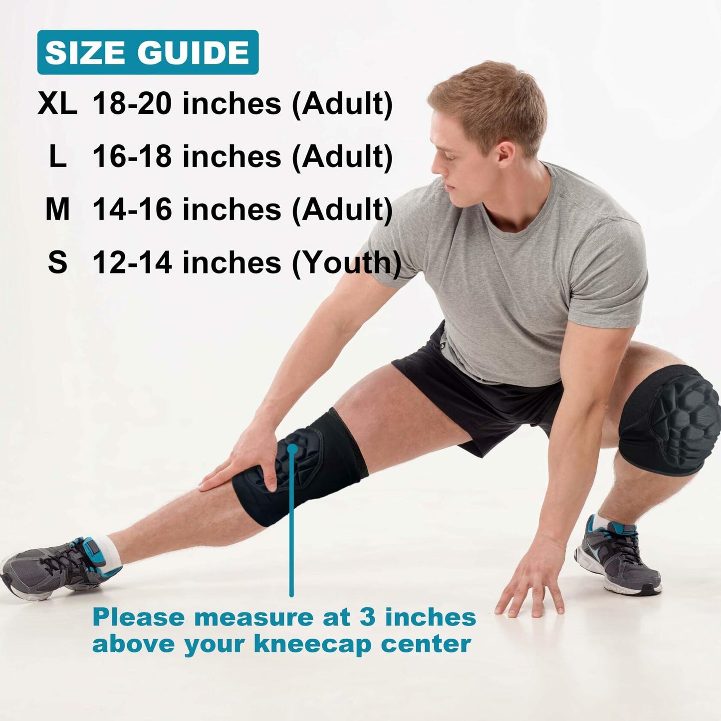 Lightweight Knee Pads with Sponge Padding for Sports, Black, Size M