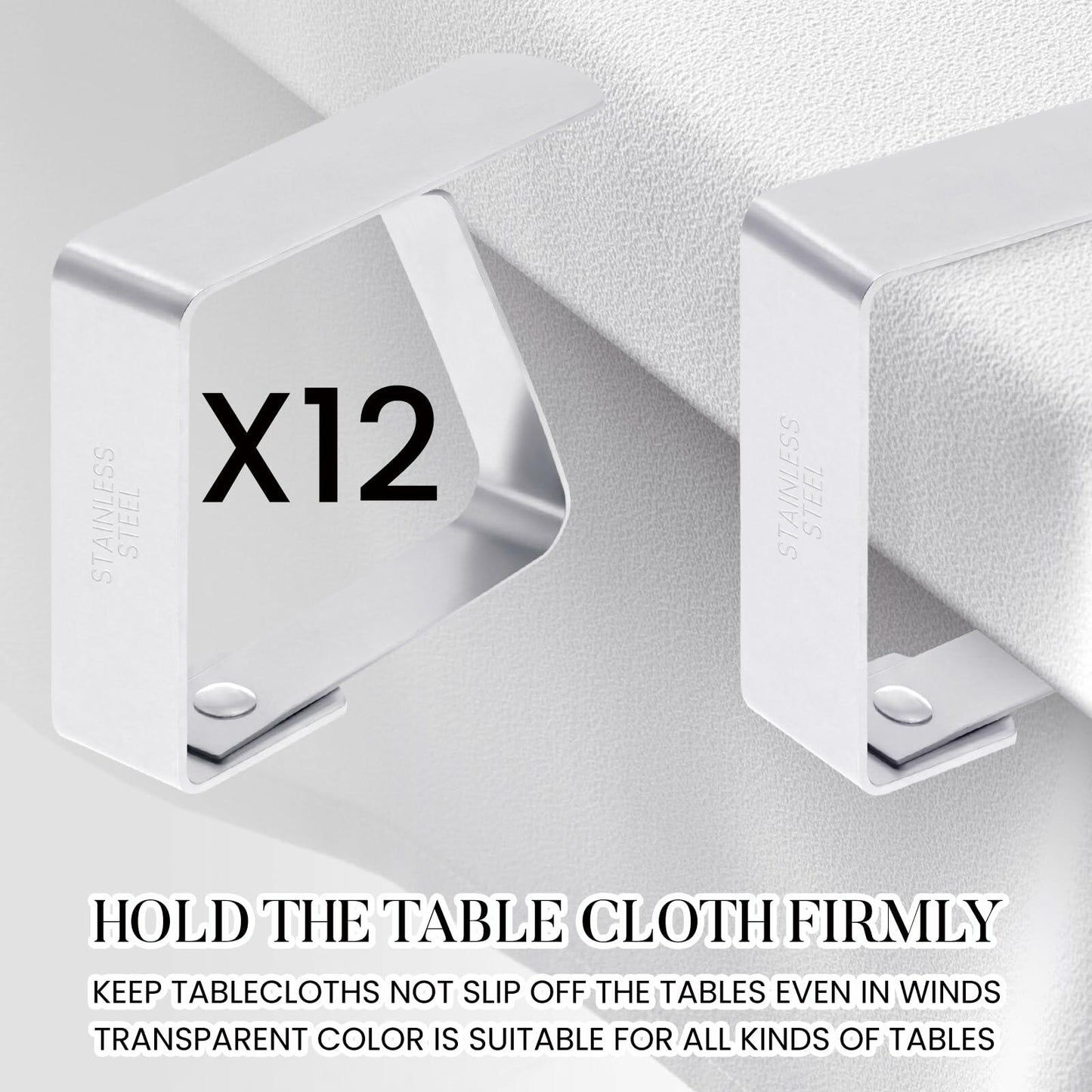 YASUOA Stainless Steel Dining Tablecloth Clips Heavy Duty 12 Pieces