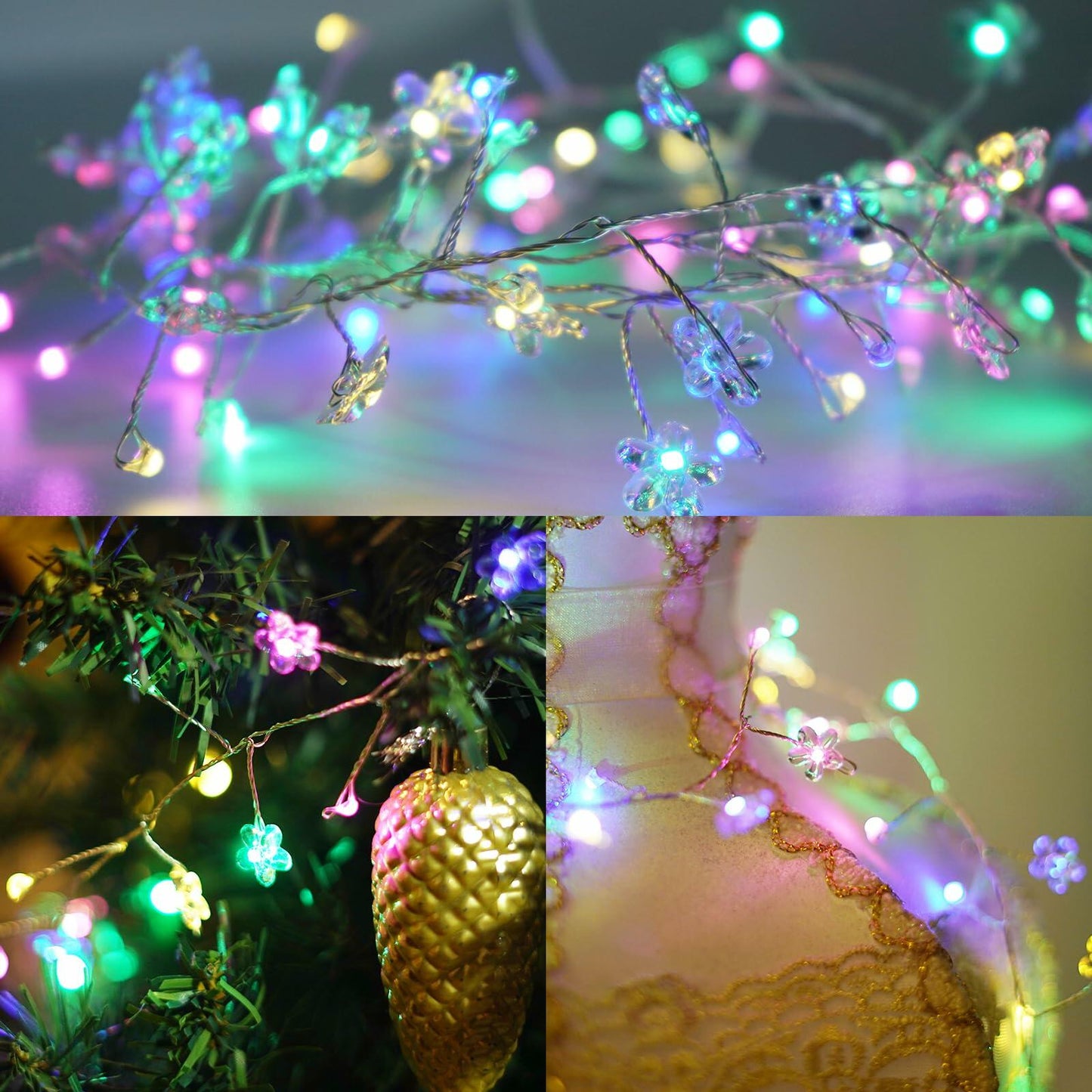 GOiECHvA 5.2Ft 80LED Battery Operated Fairy String Lights Multicolor Waterproof