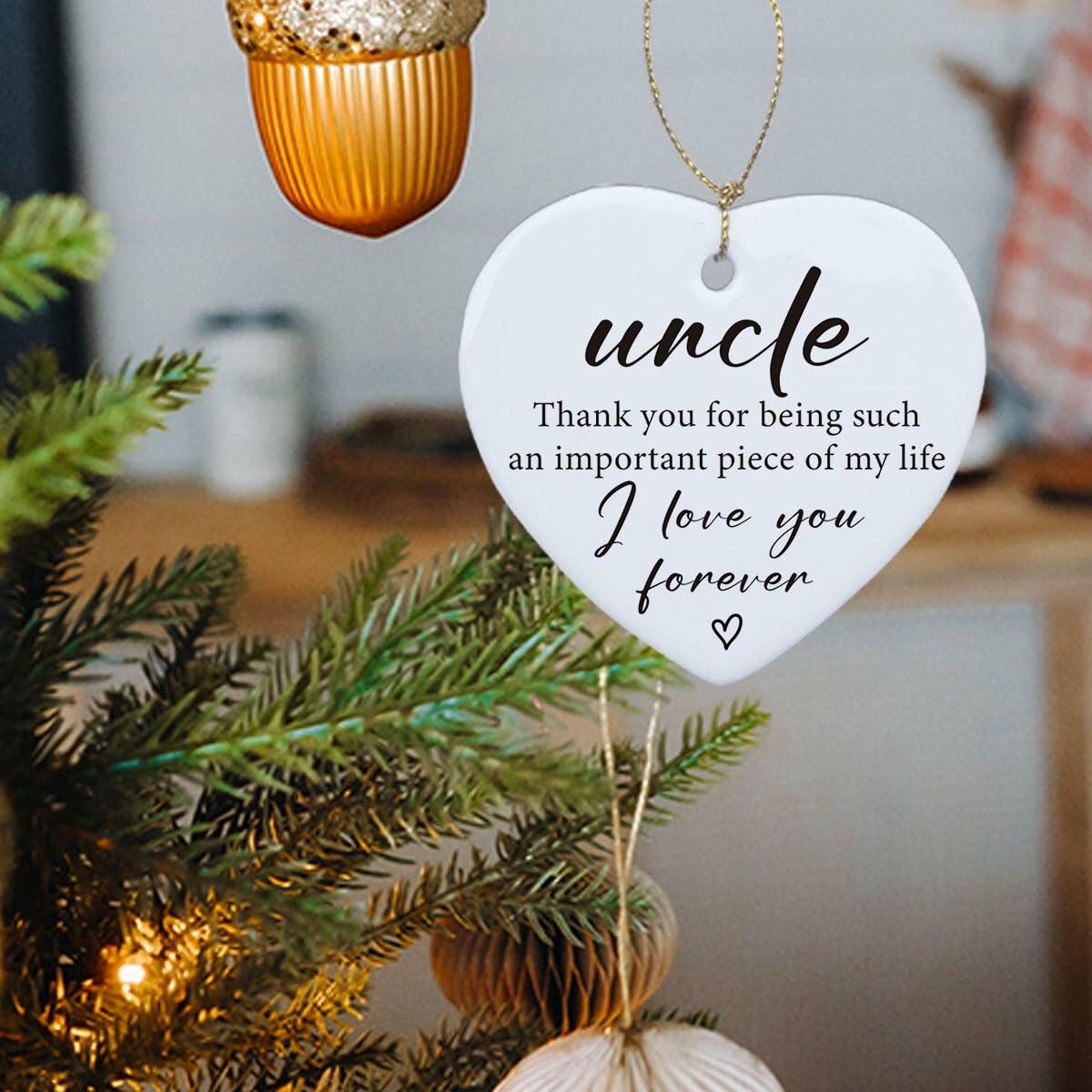 Uncle Gifts Heart Ceramic Ornament Sign Christmas Birthday Gift