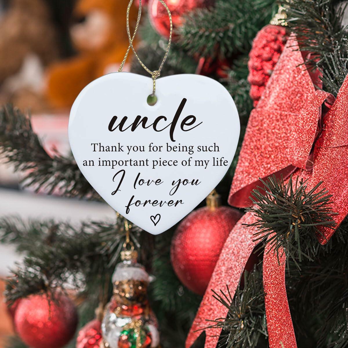 Uncle Gifts Heart Ceramic Ornament Sign Christmas Birthday Gift