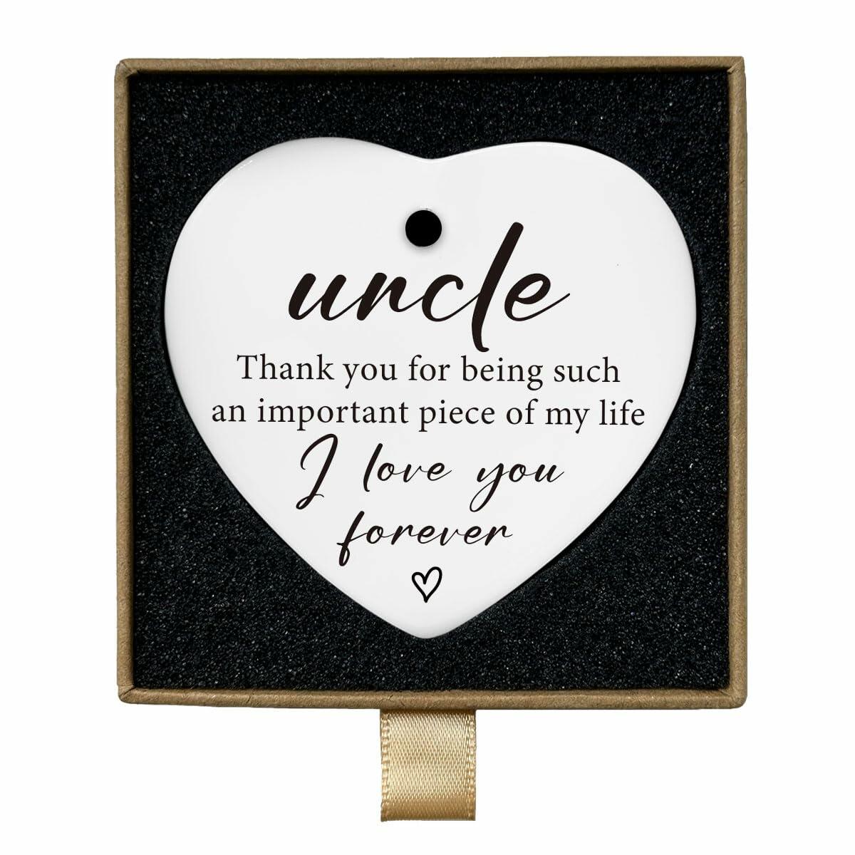 Uncle Gifts Heart Ceramic Ornament Sign Christmas Birthday Gift