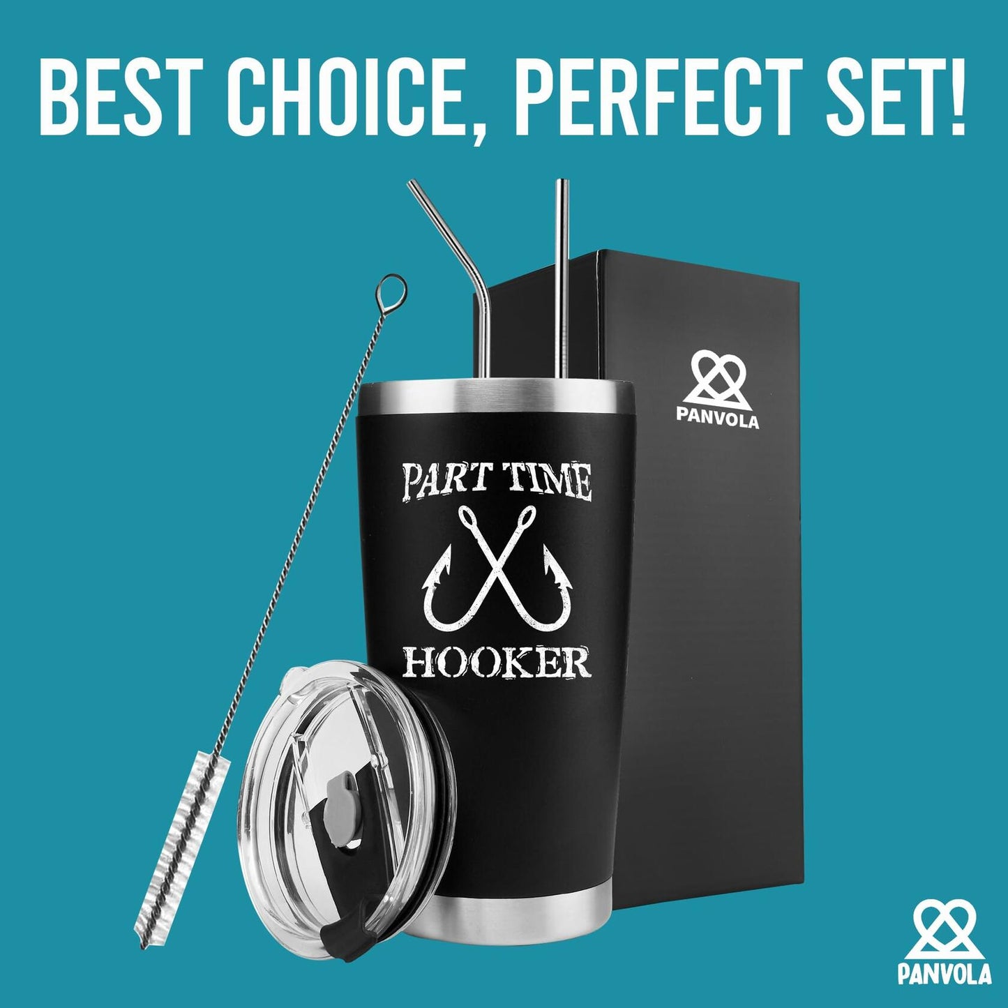 Part Time Hooker Fisherman Vacuum Insulated Tumbler Travel Mug 20oz Black