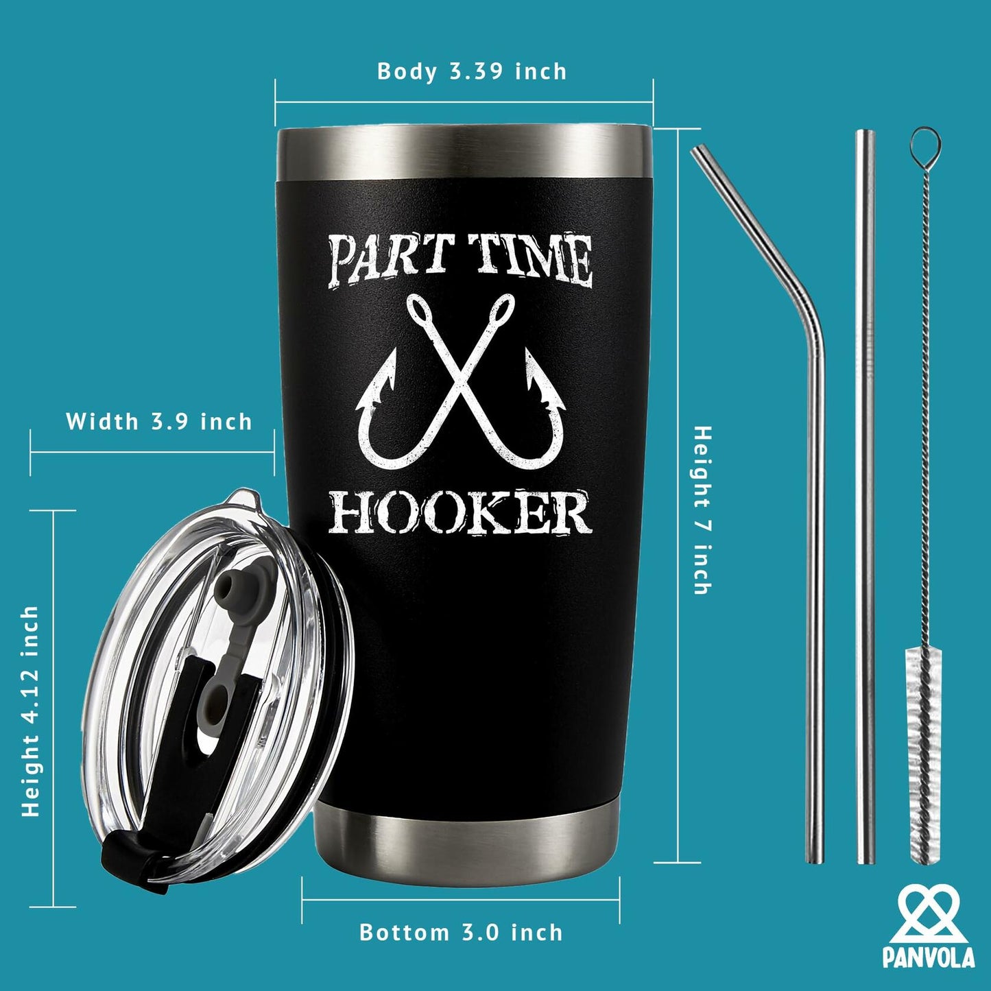 Part Time Hooker Fisherman Vacuum Insulated Tumbler Travel Mug 20oz Black