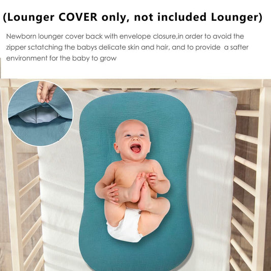 YCHWFF Muslin Baby Lounger Cover 2 Pack Organic Cotton Removable Slipcover