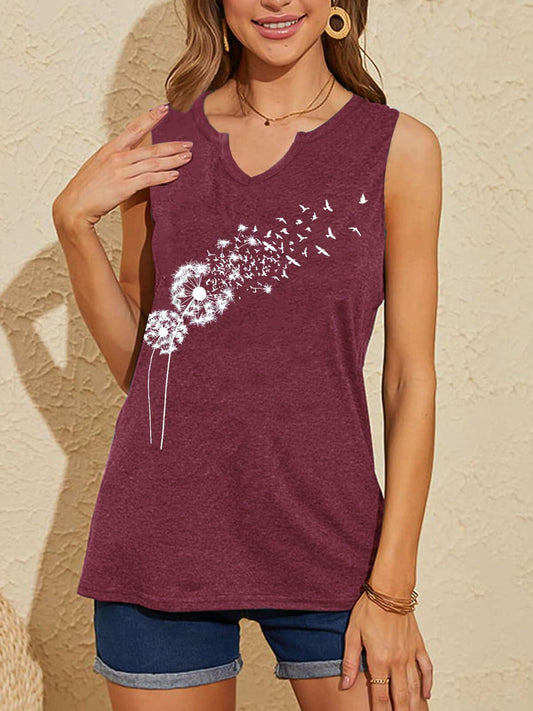 YIUIERE Womens Floral Graphic Tank Top V Neck Sleeveless Purple1 Size S