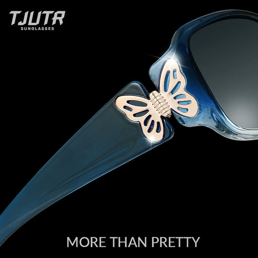 TJUTR Polarized Women's Wrap Around Butterfly Sunglasses UV400 Protection