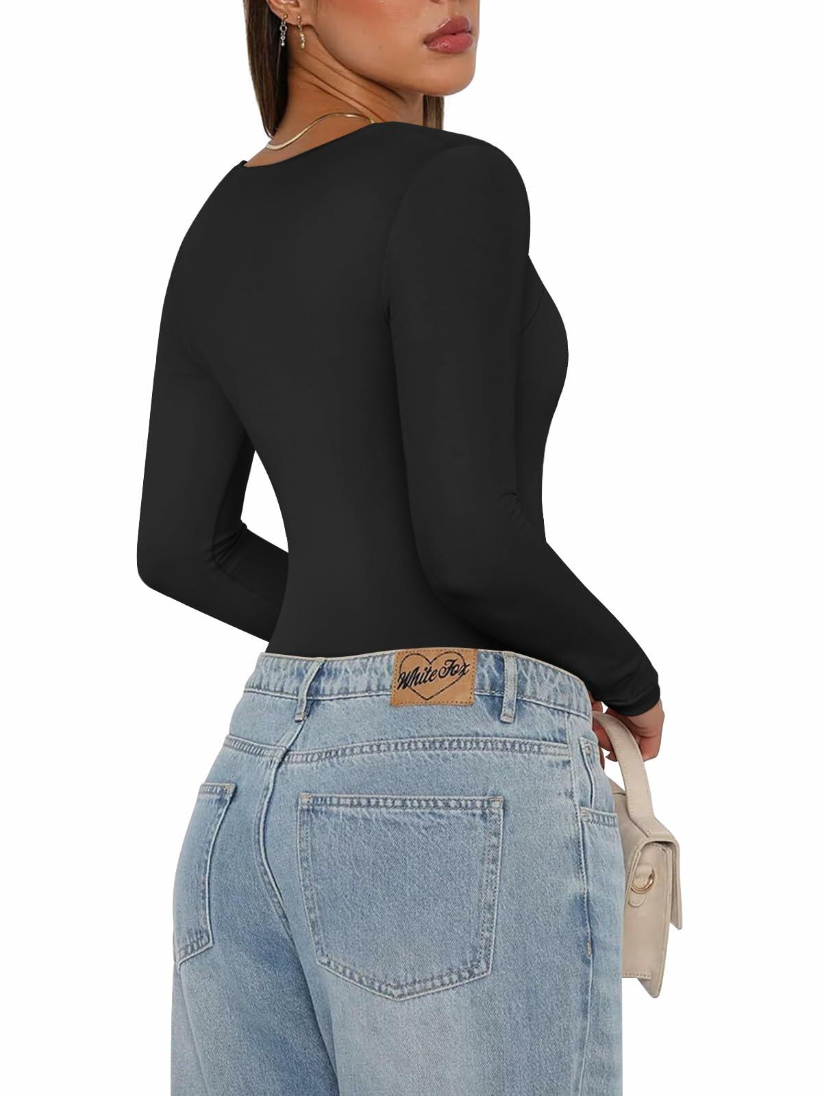 PINKMSTYLE V Neck Long Sleeve T Shirt Women Grey Size XXL