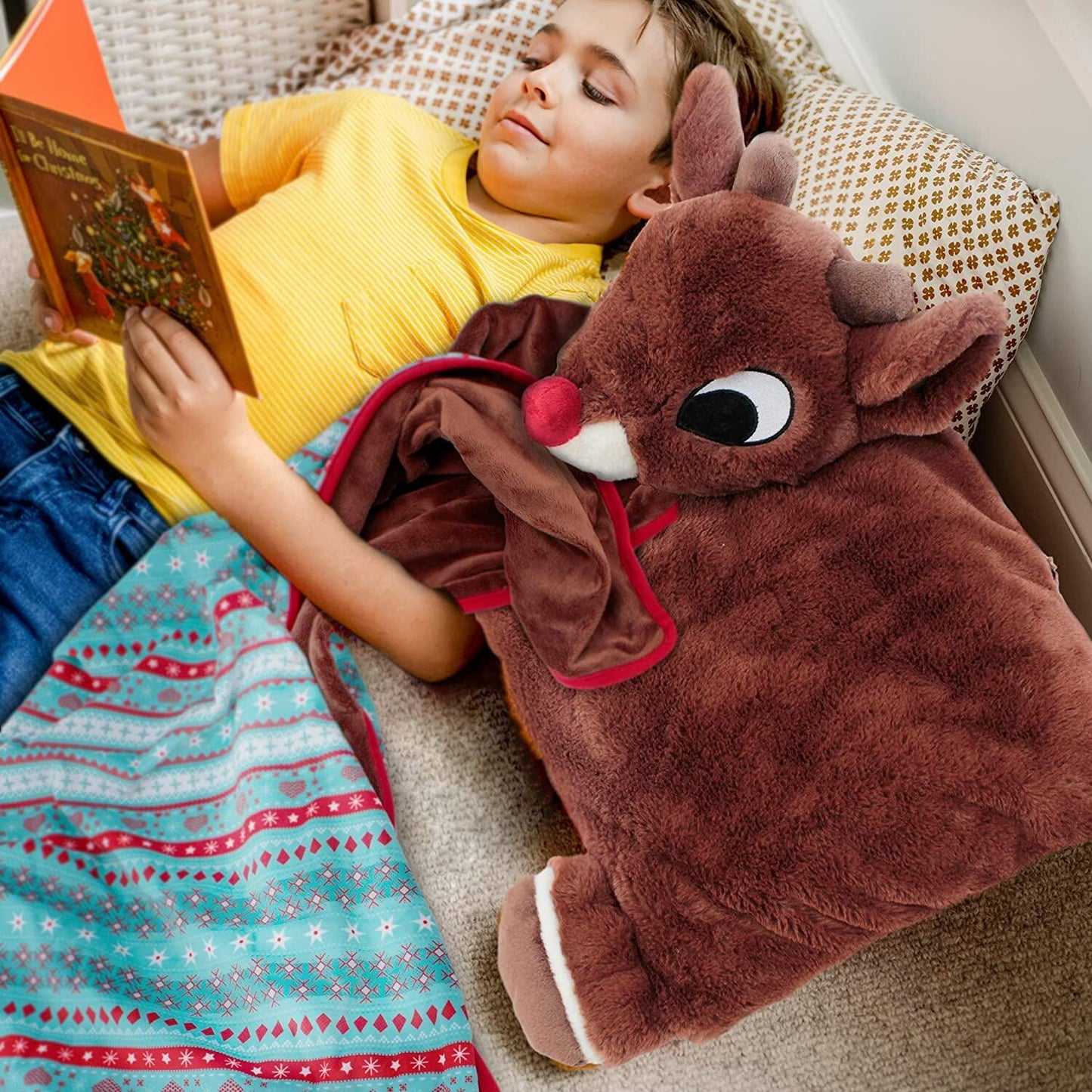 Animal Adventure Rudolph Red-Nosed Reindeer 2-in-1 Cuddle Bud Blanket 29x40