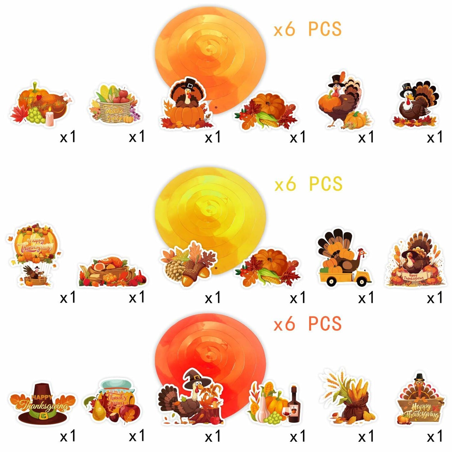 36 PCS Thanksgiving Hanging Swirls Ceiling Streamers Turkey Pumpkin Leaves