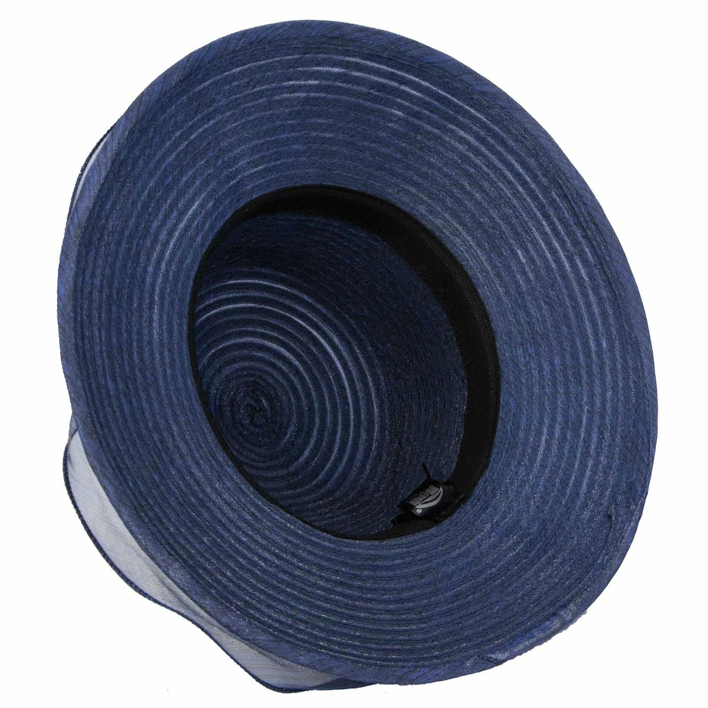 Women Organza Derby Sun Hat Kentucky Fascinator Flower Bridal Straw Navy