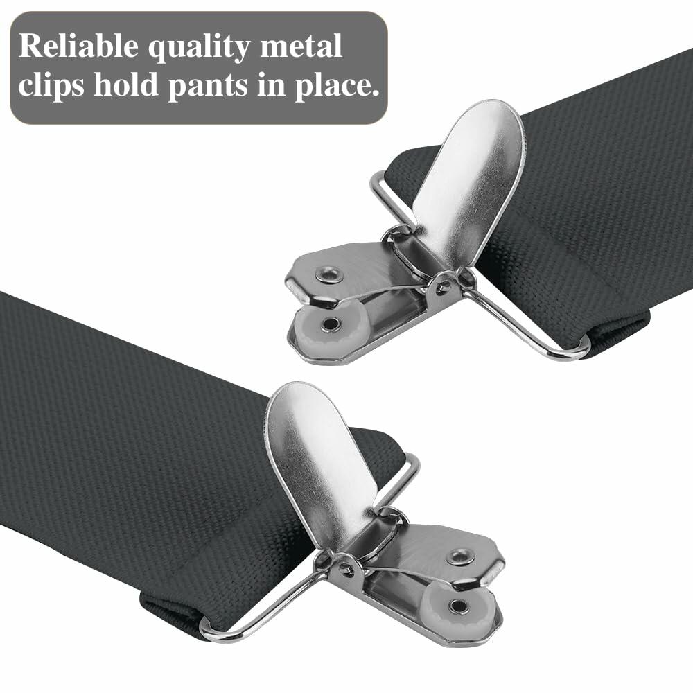 2Pack X-Back Suspenders Men Women 2in Wide Heavy Elastic 5 Clips Brown