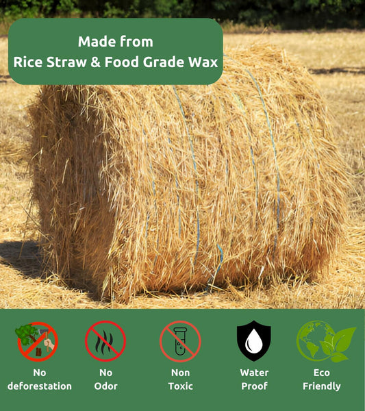 KAMVIVA Fire Starters Rice Straw Food Grade Wax 100 Squares Natural