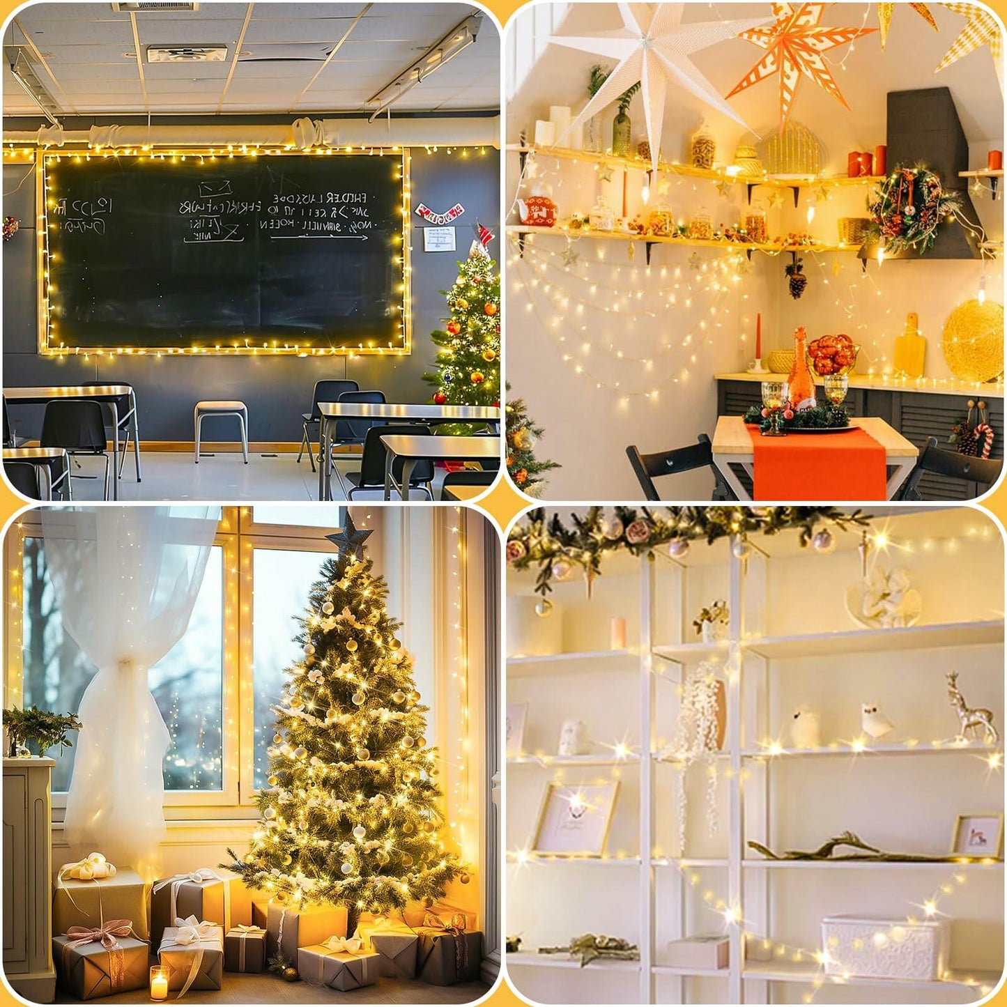 ROADAYLY 65.6FT 180 LED Halloween Fairy Lights Orange Purple Green Wire