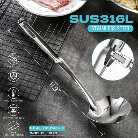 Skimmer Slotted Spoon 316L Stainless Steel 12" Heat-Proof Handle Kitchen Utensil