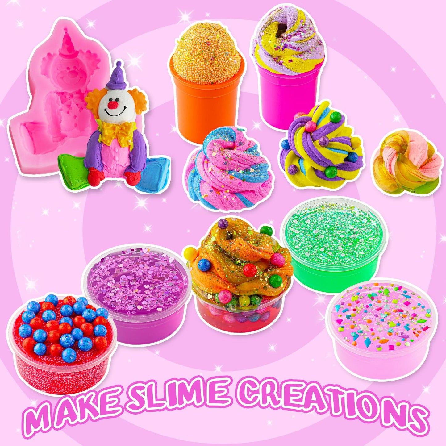 149 Pcs Clown Jumbo Slime Making Kit Clear Crystal DIY Toy for Kids Gift
