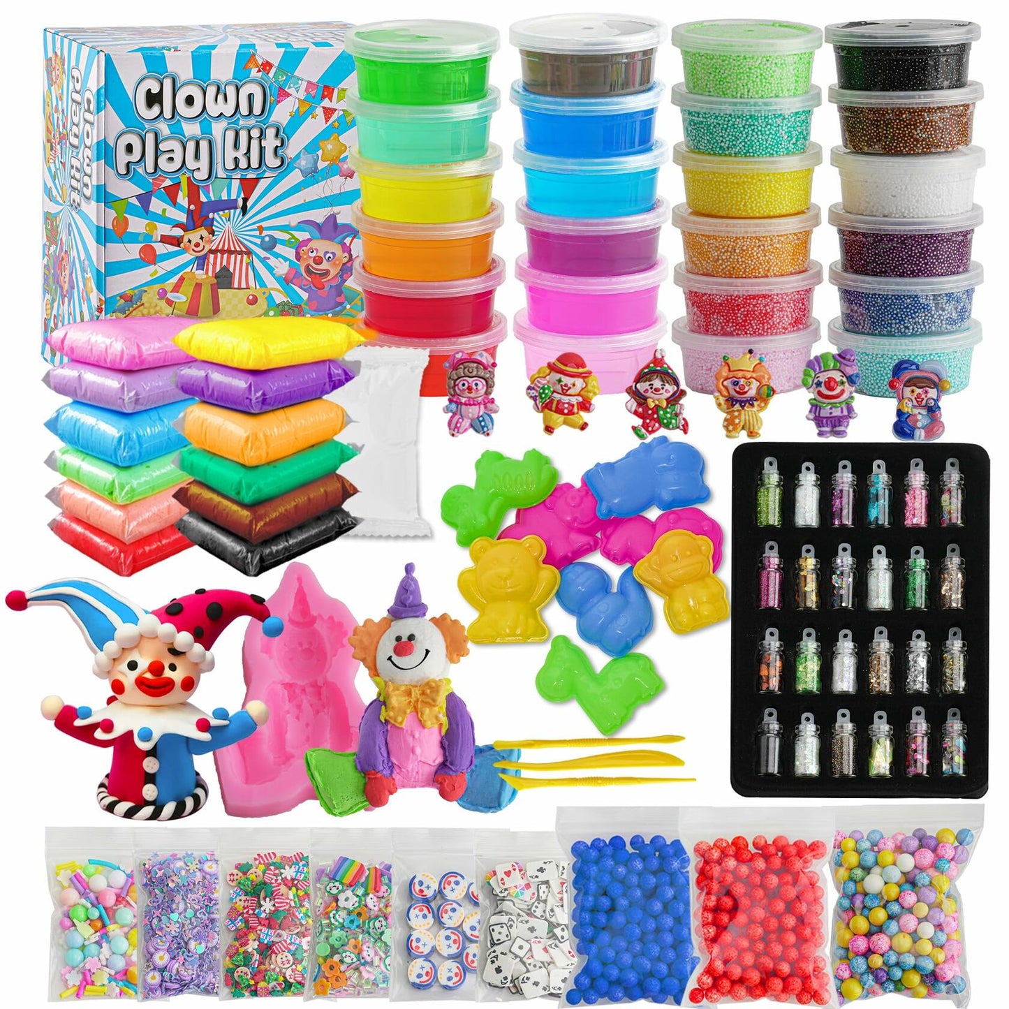 149 Pcs Clown Jumbo Slime Making Kit Clear Crystal DIY Toy for Kids Gift