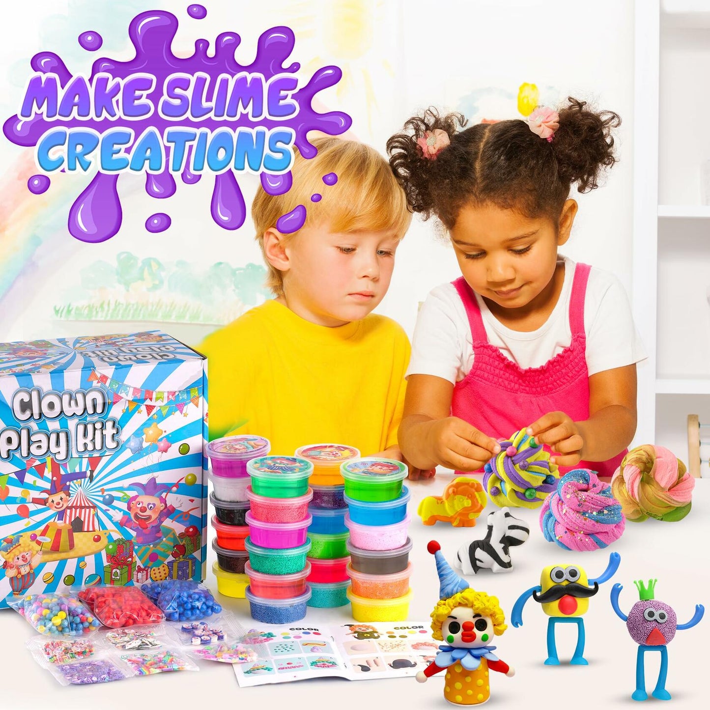 149 Pcs Clown Jumbo Slime Making Kit Clear Crystal DIY Toy for Kids Gift