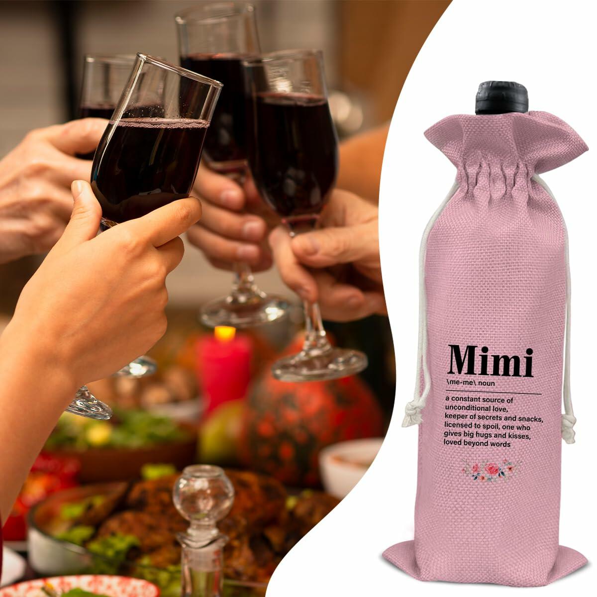 Mimi Wine Gift Bag Grandma Gifts Pink Birthday Mother's Day
