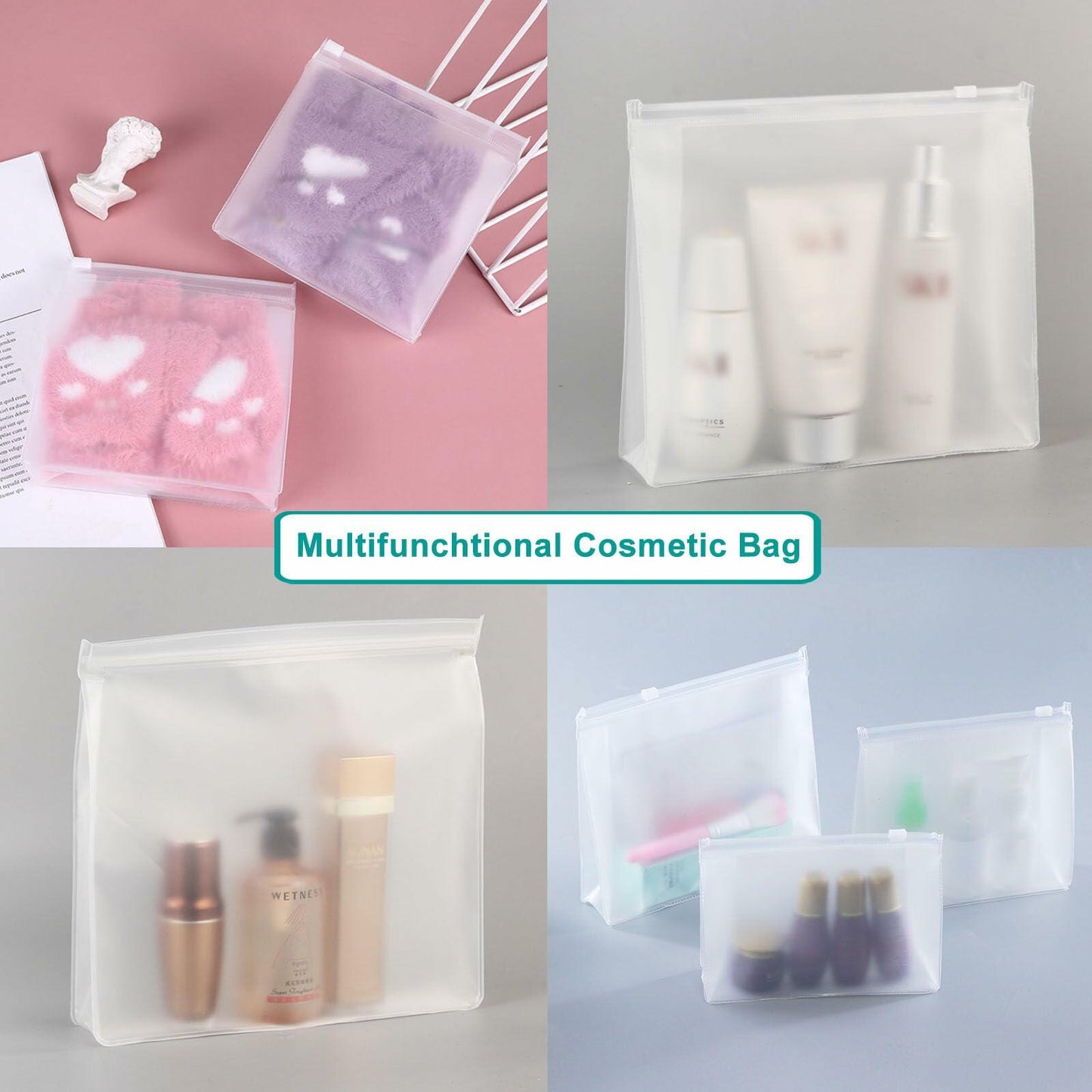 PIYIENR Clear Makeup Bag Set 5 Pcs Large PVC Waterproof Transparent Organizer