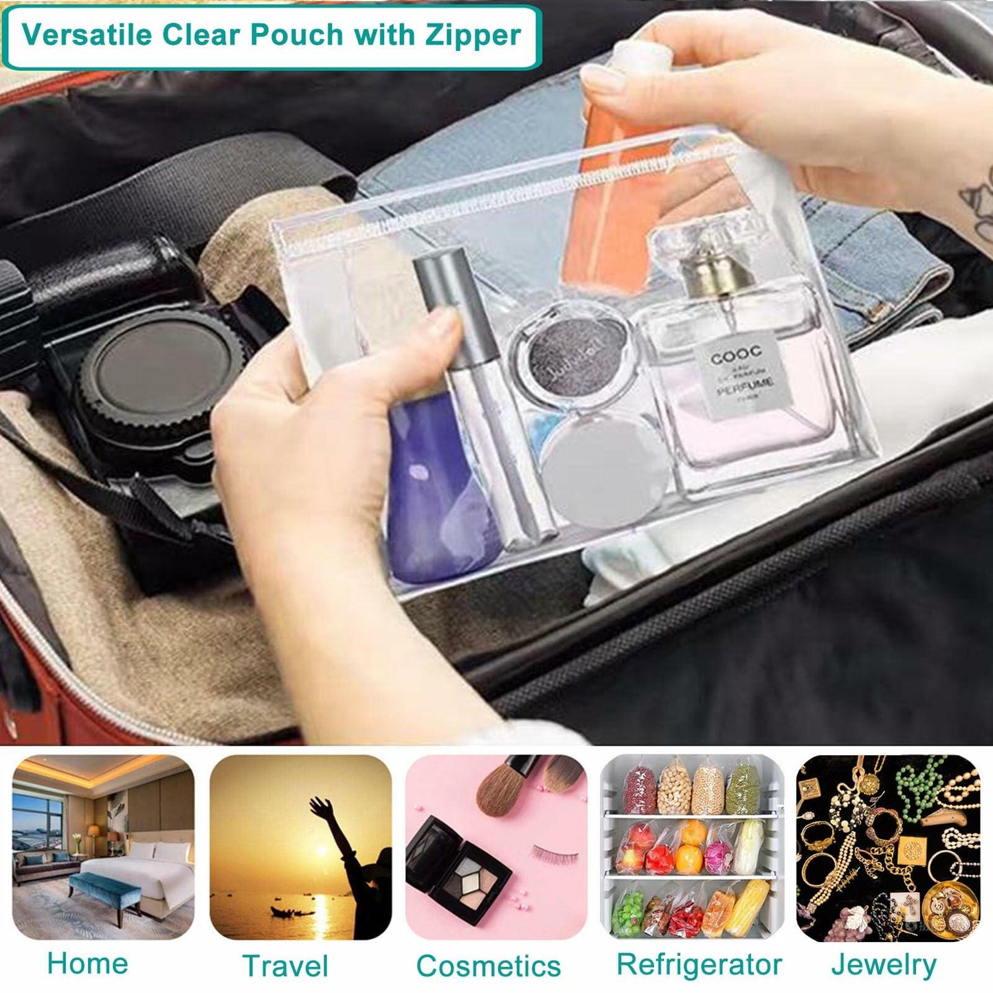 PIYIENR Clear Makeup Bag Set 5 Pcs Large PVC Waterproof Transparent Organizer