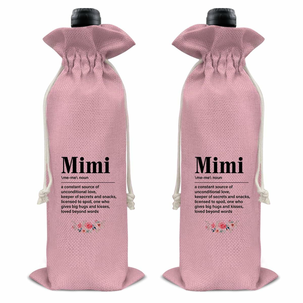 Mimi Wine Gift Bag Grandma Gifts Pink Birthday Mother's Day
