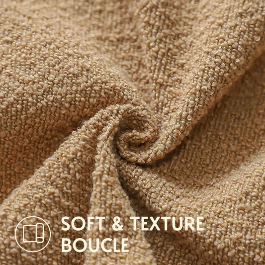 2pc Boucle Throw Pillow Covers 22x22 Light Brown Soft Textured Cushion Case