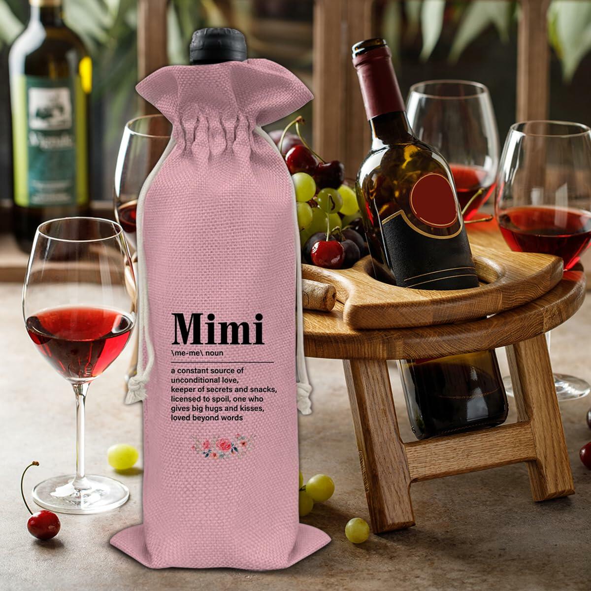 Mimi Wine Gift Bag Grandma Gifts Pink Birthday Mother's Day