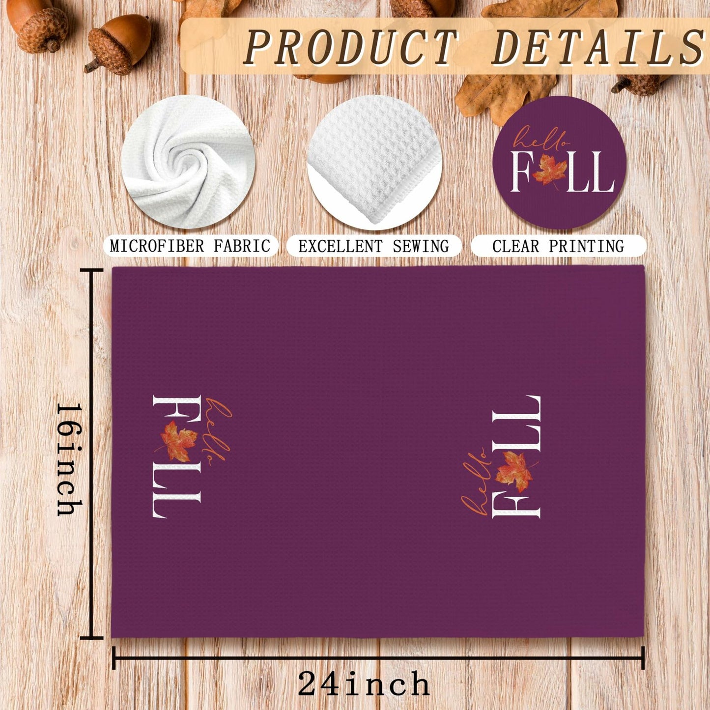 Voatok Fall Decor Towels Kitchen Bathroom Light Yellow