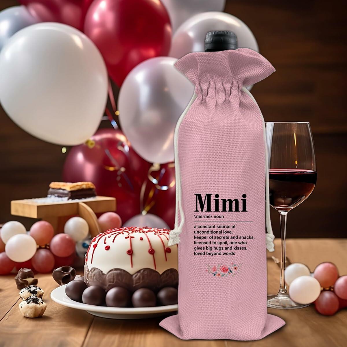 Mimi Wine Gift Bag Grandma Gifts Pink Birthday Mother's Day