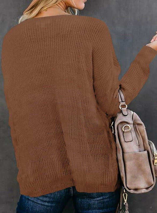 Dokotoo Womens V-Neck Off Shoulder Striped Ribbed Knit Pullover Black Size L