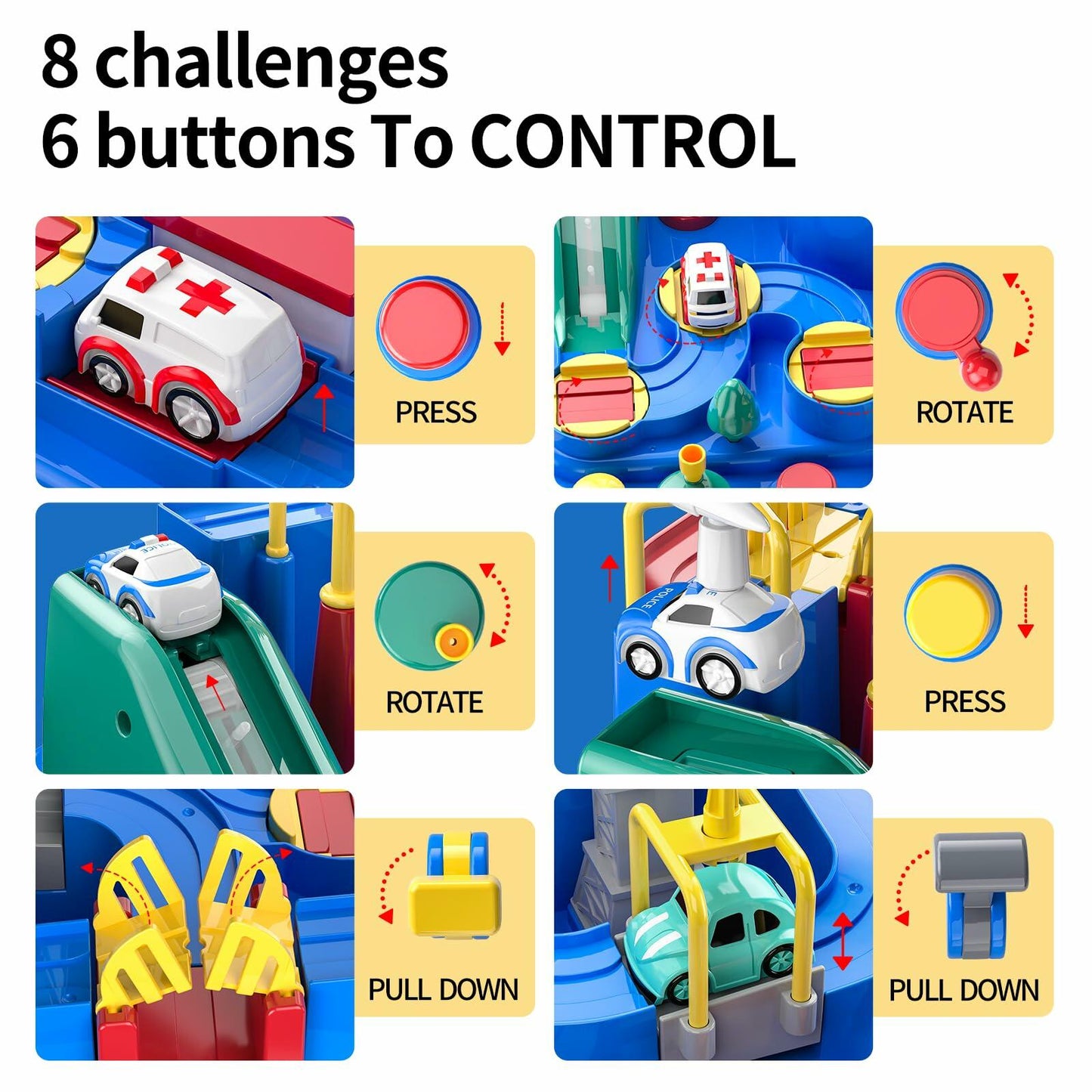 Educational Race Track Car Toys City Rescue Cars for Kids Ages 2-8 Years