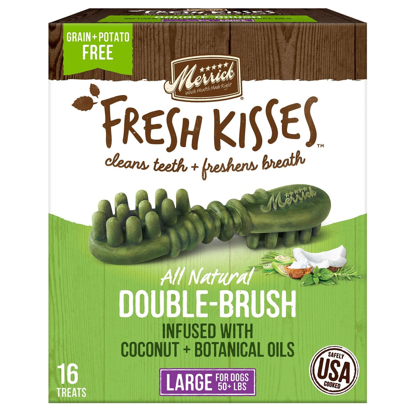 BB07/25 Merrick Fresh Kisses Dental Chews Large 27oz Coconut Botanical Oils