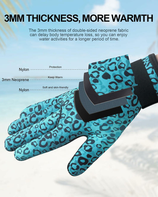 XUKER Neoprene 3mm Five Finger Wetsuit Gloves Camo Green Size M