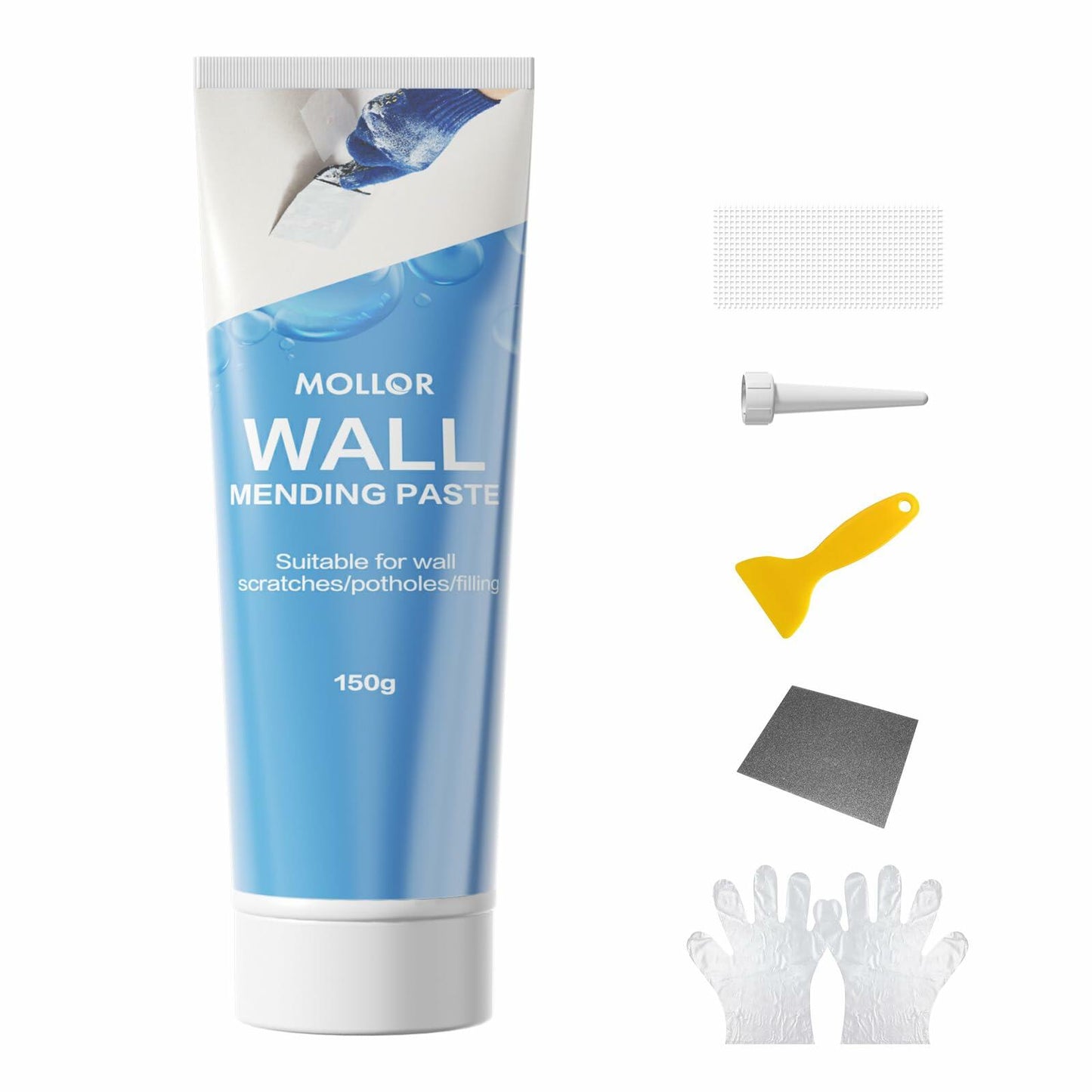 MOLLOR Drywall Repair Kit Spackle Wall Patch Putty 5.29oz White