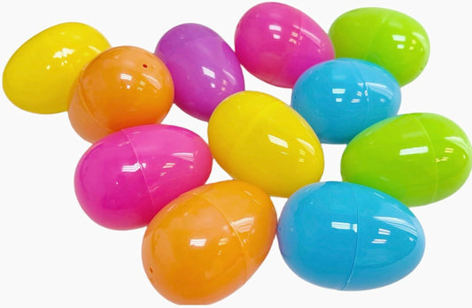 Egg Hunt Filled Plastic Easter Eggs with Chocolate Candy, 12 Count Pack